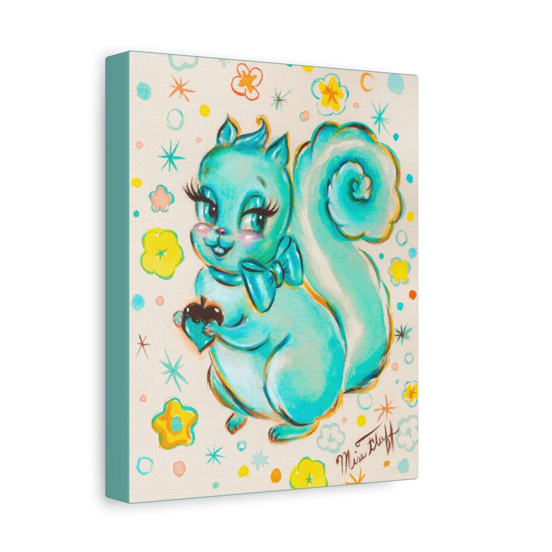 Cute Teal Squirrel • Canvas Gallery Wrap