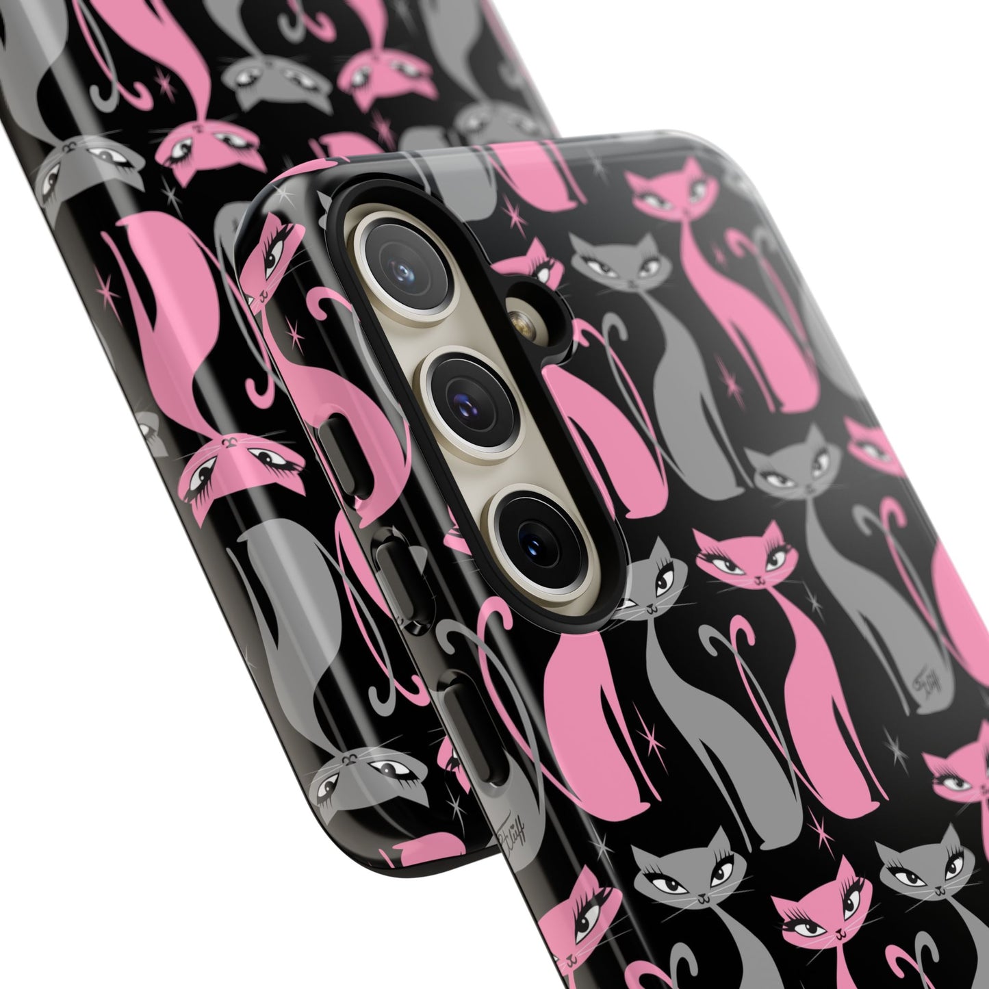 Mod Love Cats on Black • Tough Phone Case