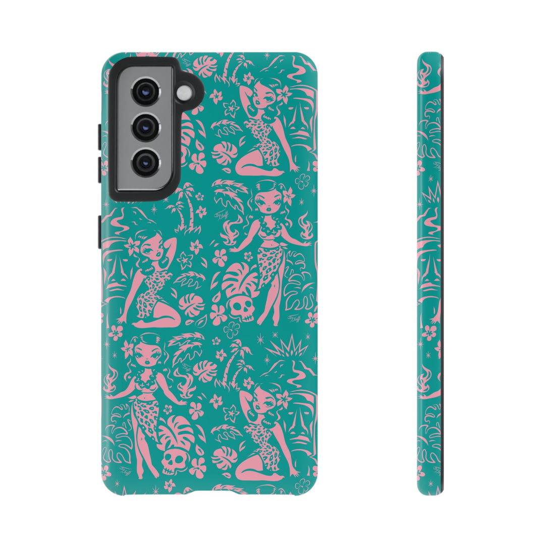 Tiki Temptress - Aqua and Pink • Tough Phone Case