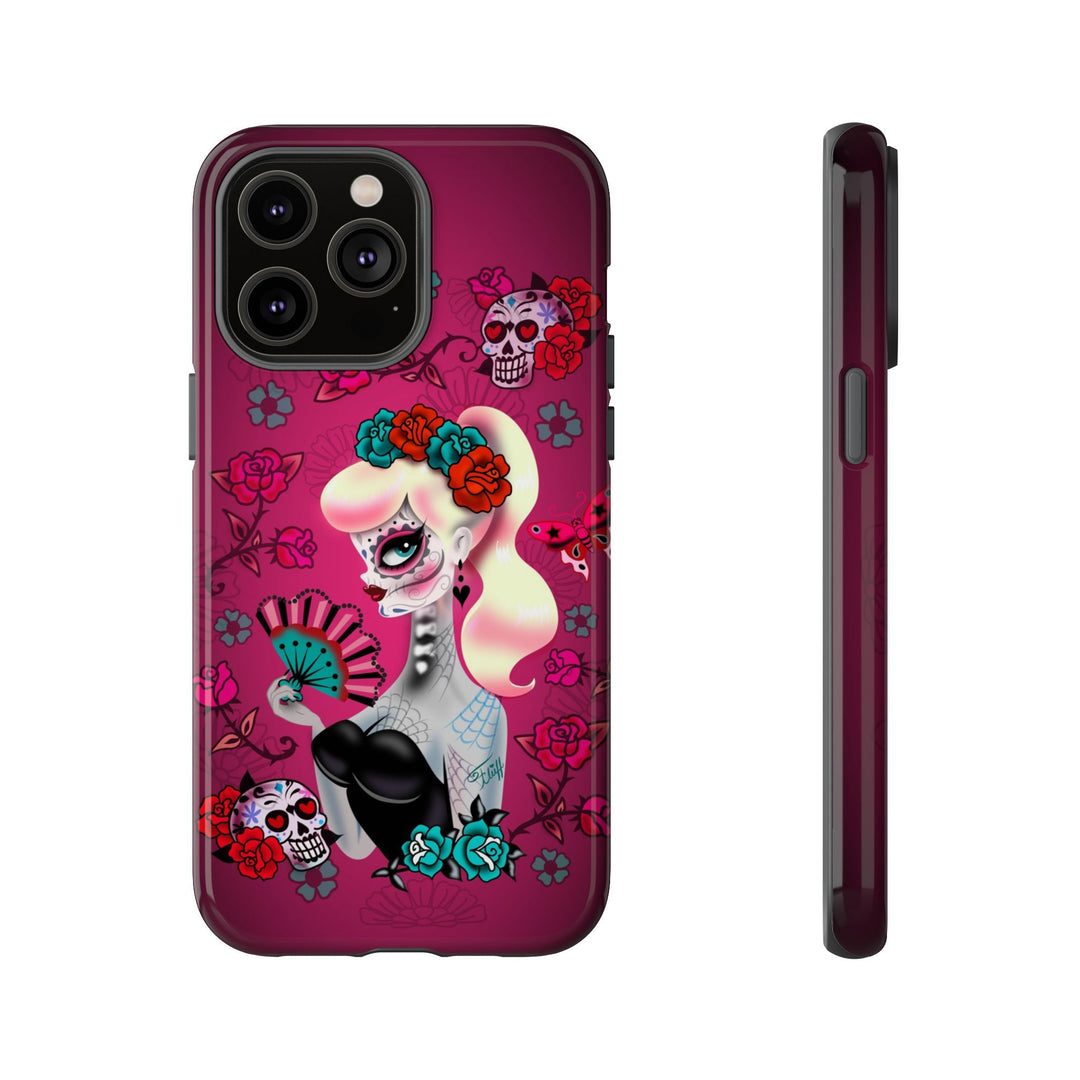 Blonde Sugar Skull Pinup Girl • Tough Phone Case