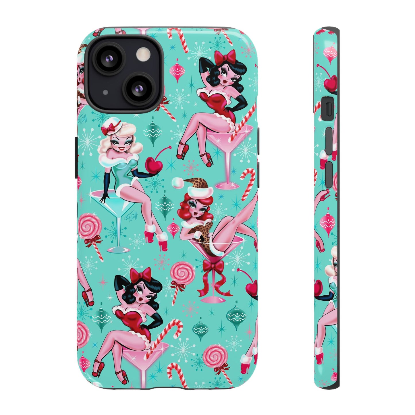 Christmas Candy Martini Pinup Girls • Tough Phone Case