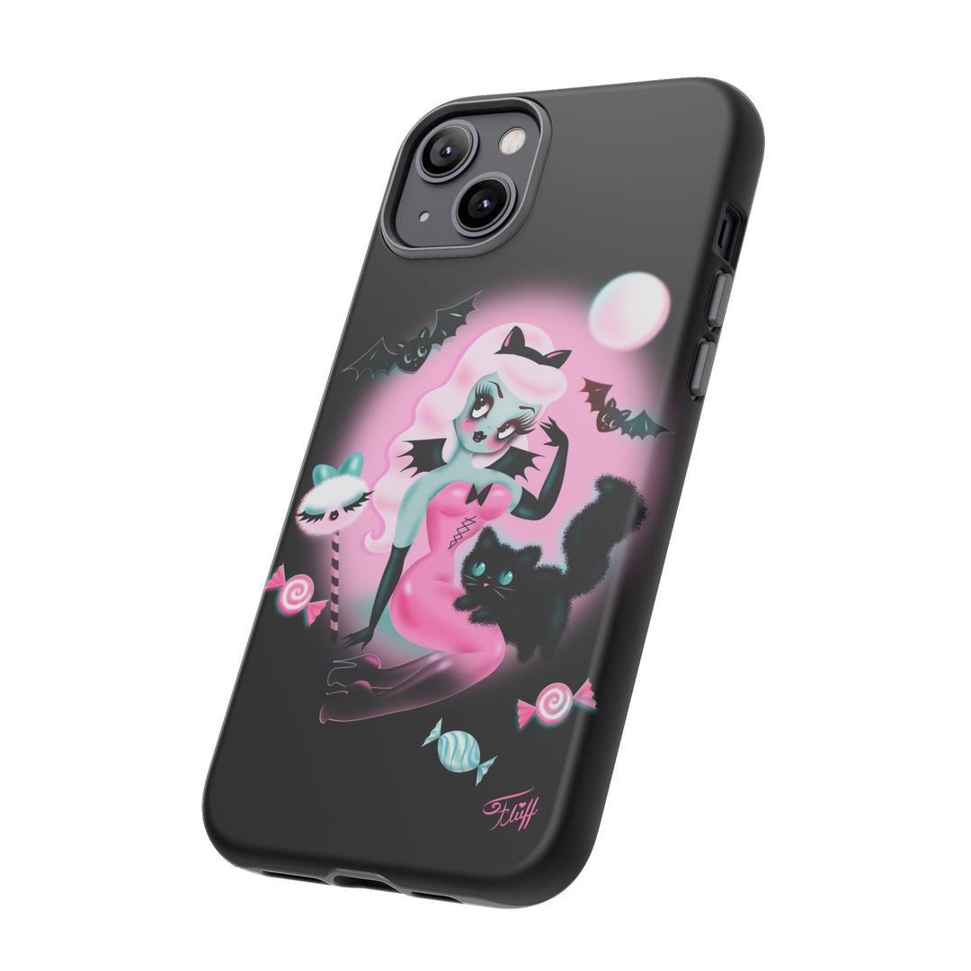 Pastel Candy Vampire with Kitty on Black • Tough Phone Case