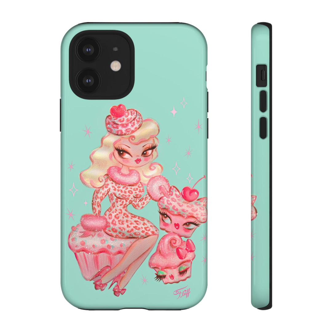 Leopard and Pink Cupcake Girl • Tough Phone Case