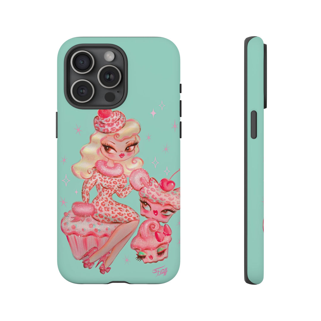 Leopard and Pink Cupcake Girl • Tough Phone Case