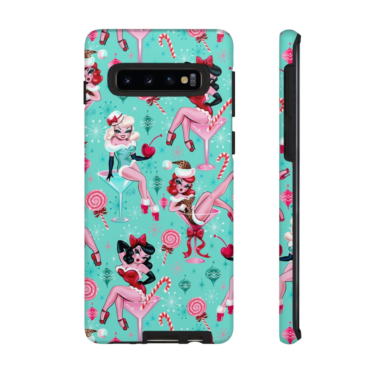 Christmas Candy Martini Pinup Girls • Tough Phone Case