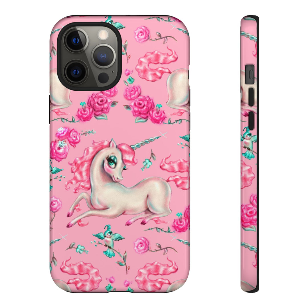 Unicorns and Roses on Pink • Tough Phone Case