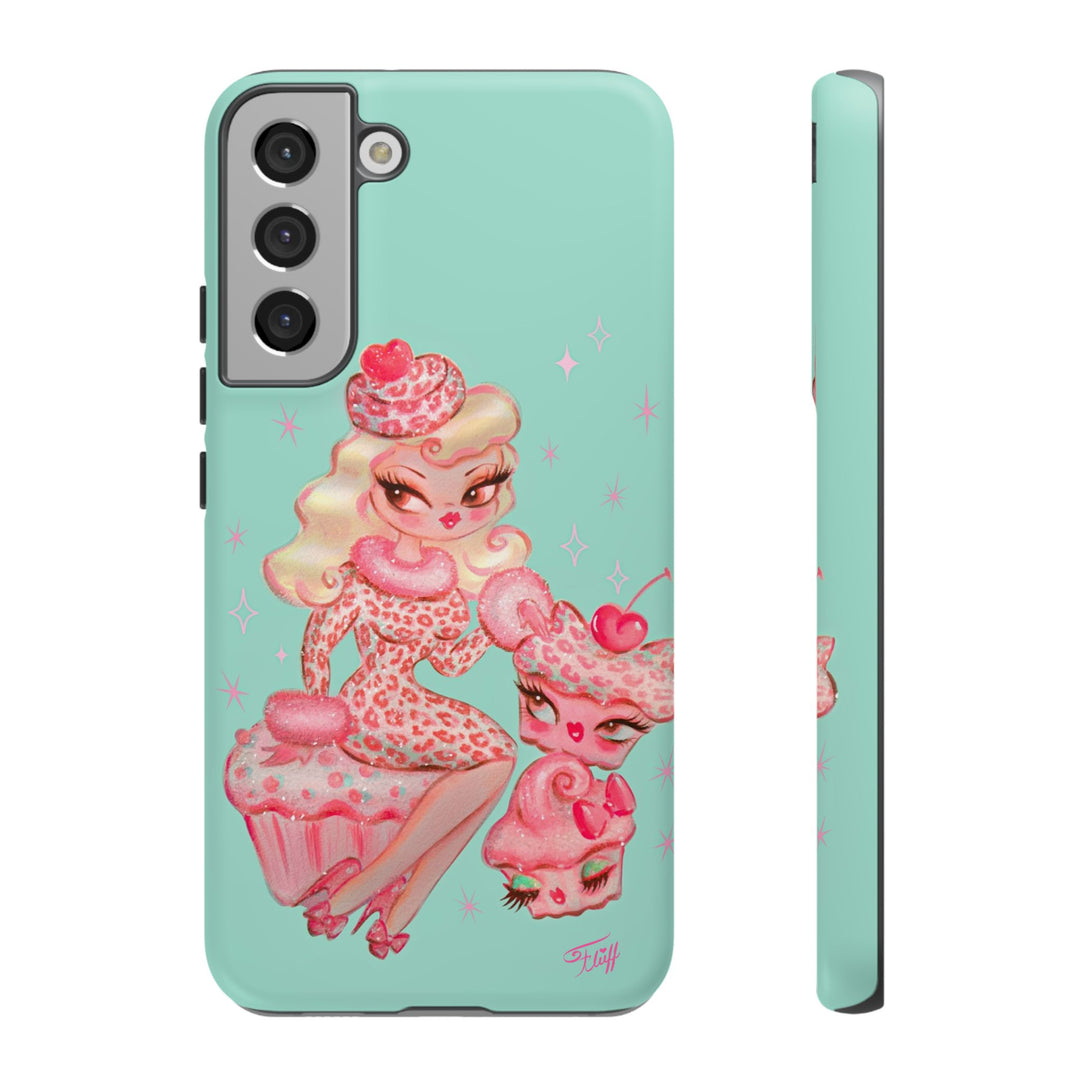 Leopard and Pink Cupcake Girl • Tough Phone Case