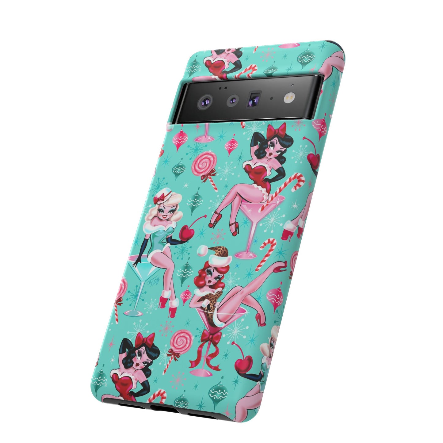 Christmas Candy Martini Pinup Girls • Tough Phone Case