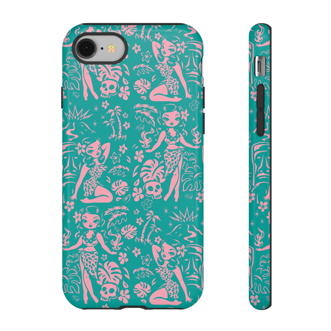 Tiki Temptress - Aqua and Pink • Tough Phone Case