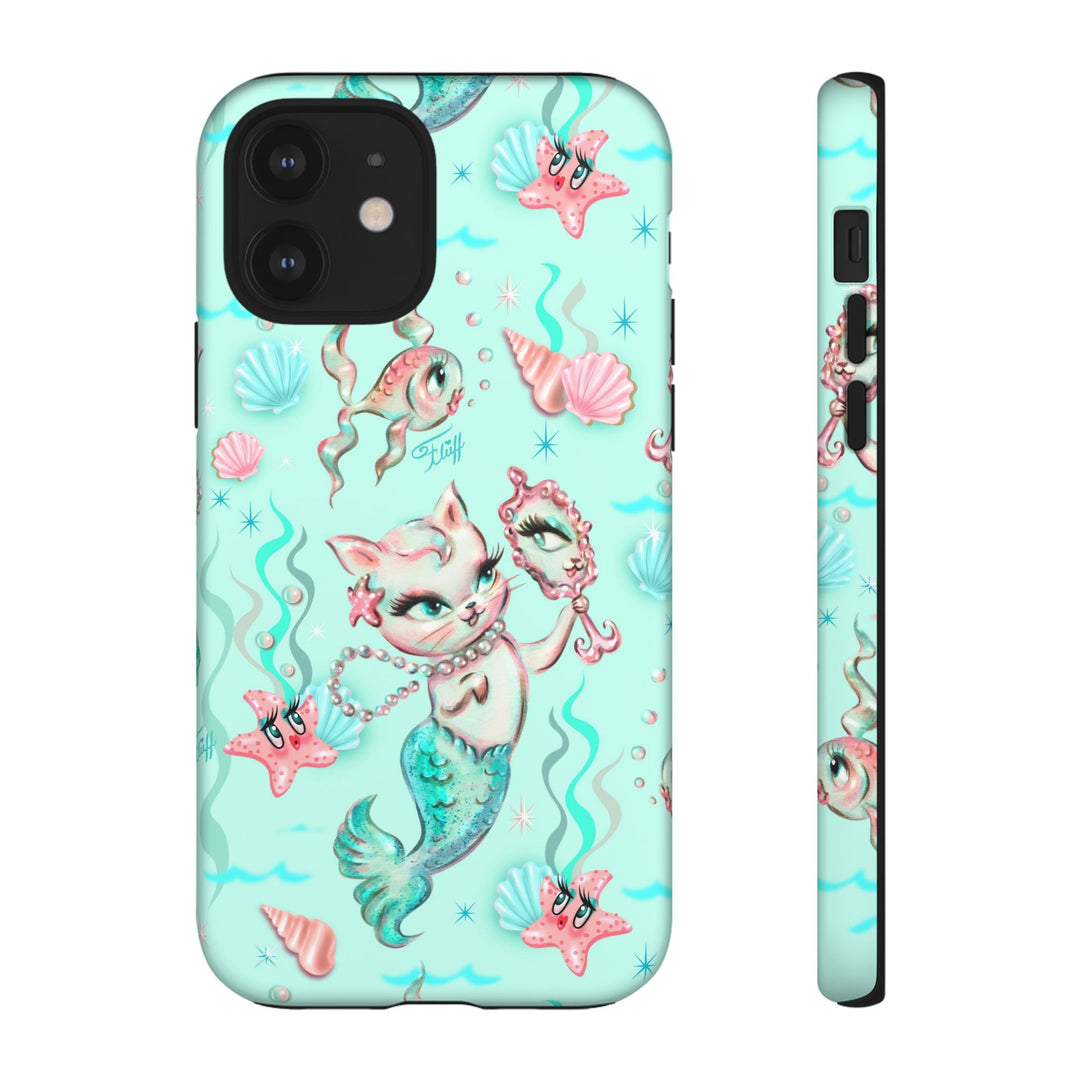 Merkitten with Pearls Aqua • Tough Phone Case