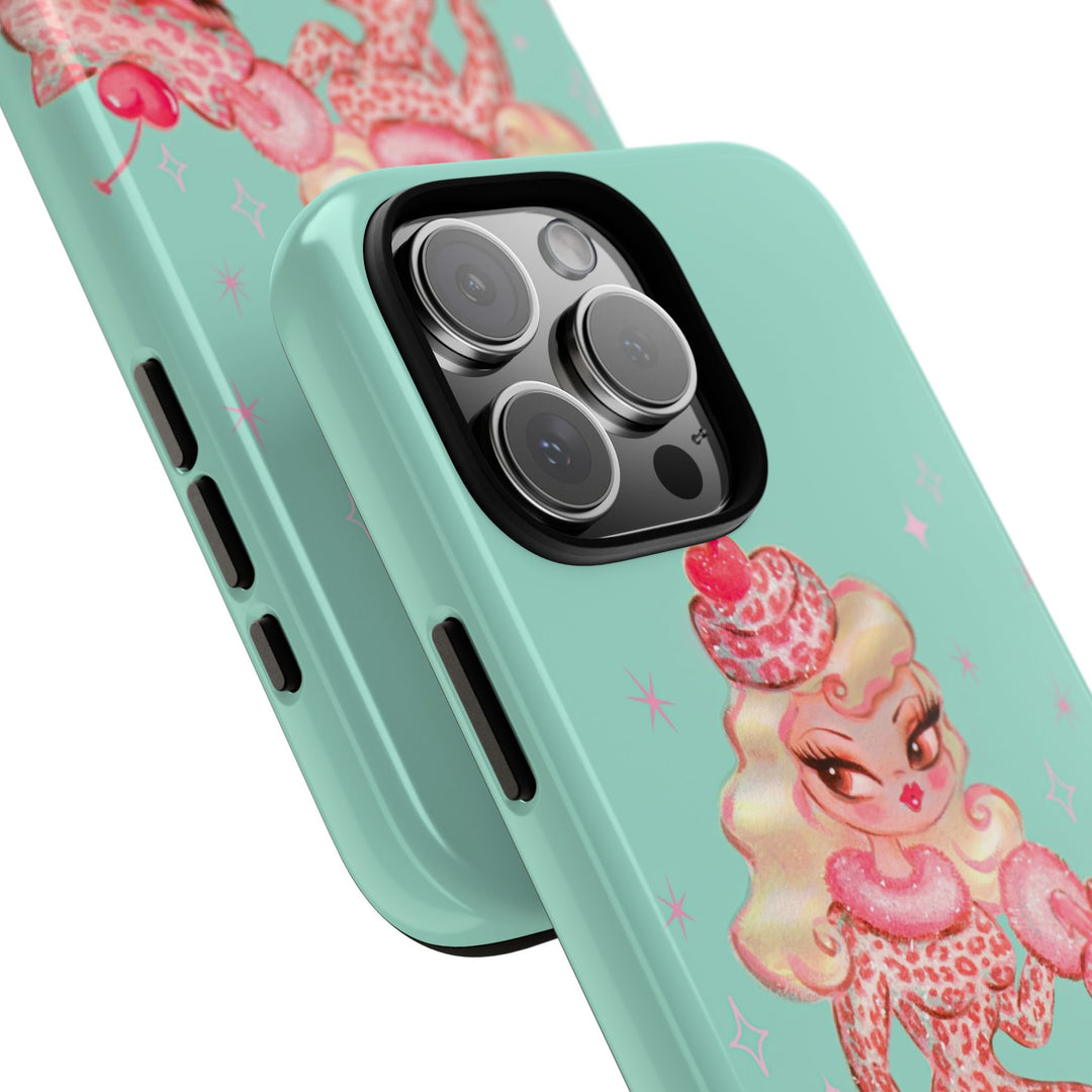 Leopard and Pink Cupcake Girl • Tough Phone Case