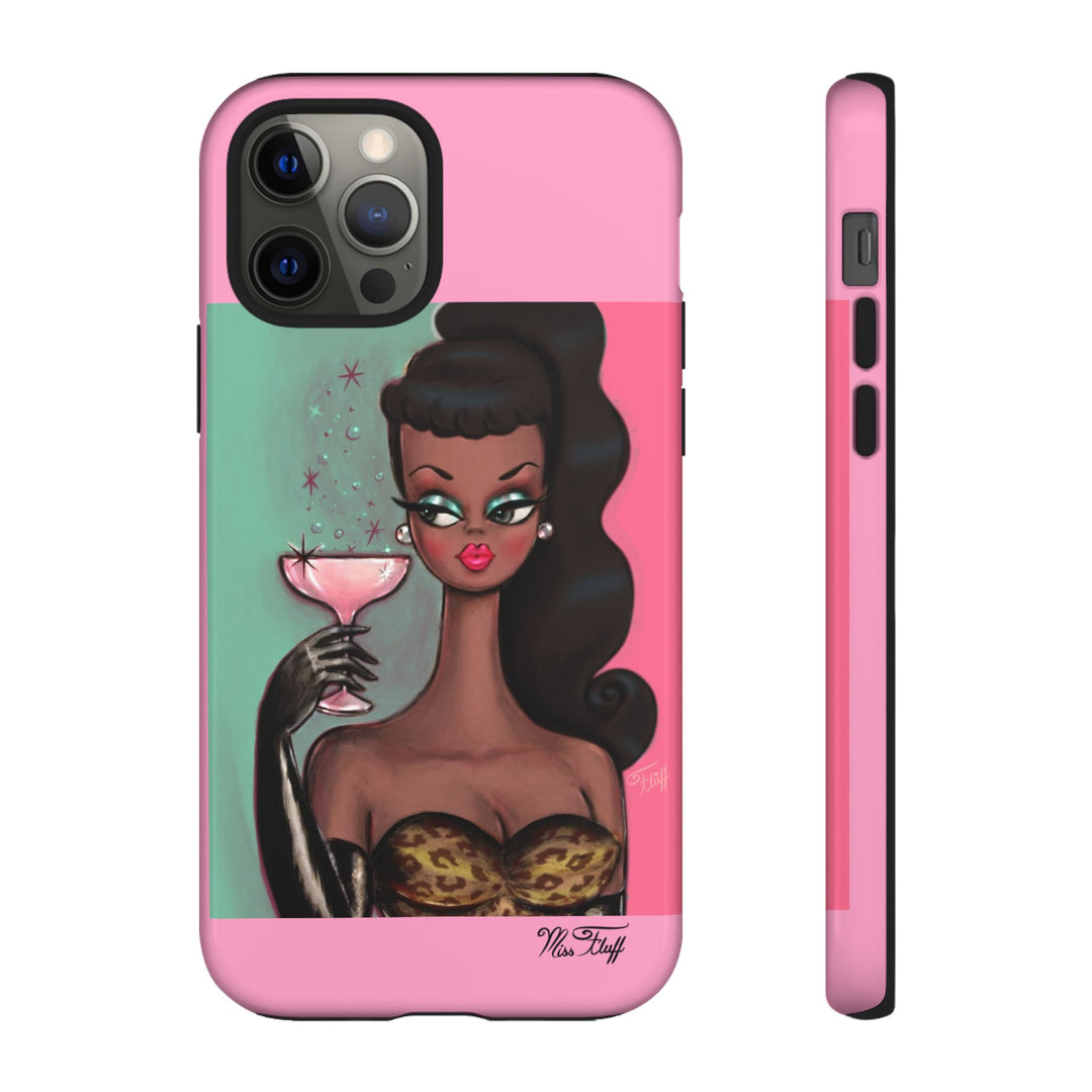 Brunette with Pink Champagne • Tough Phone Case