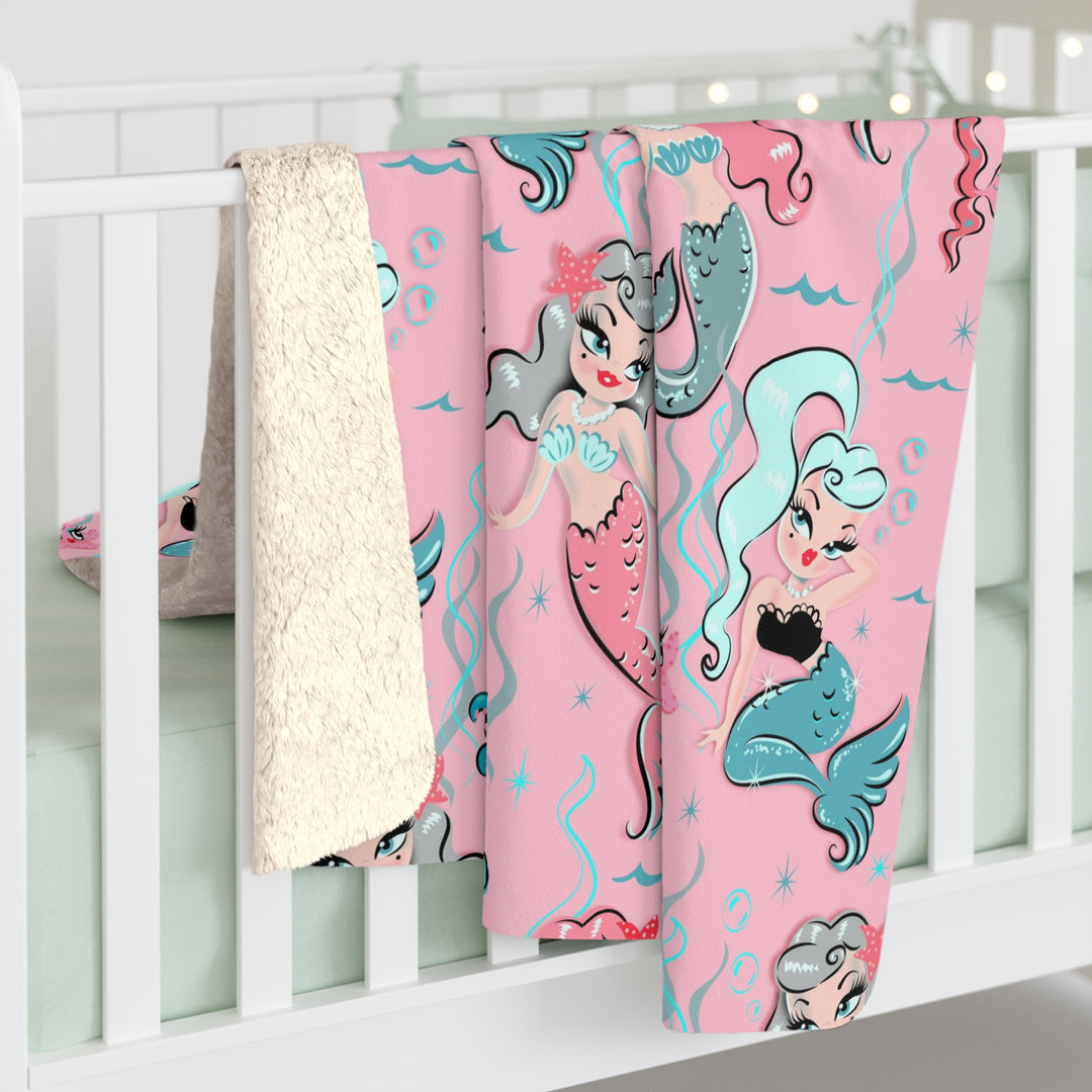 Babydoll Mermaids on Pink  • Sherpa Fleece Blanket