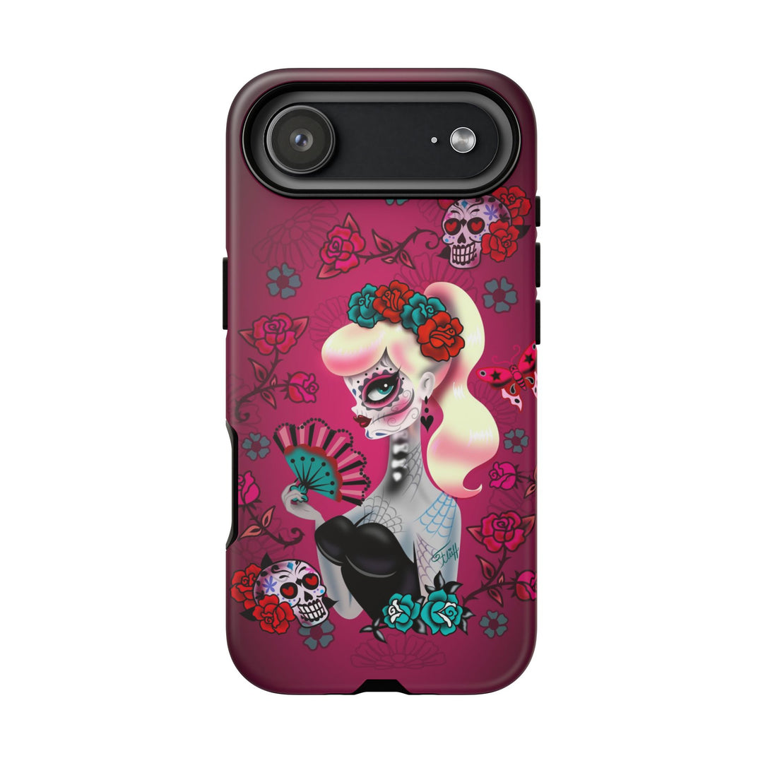 Blonde Sugar Skull Pinup Girl • Tough Phone Case