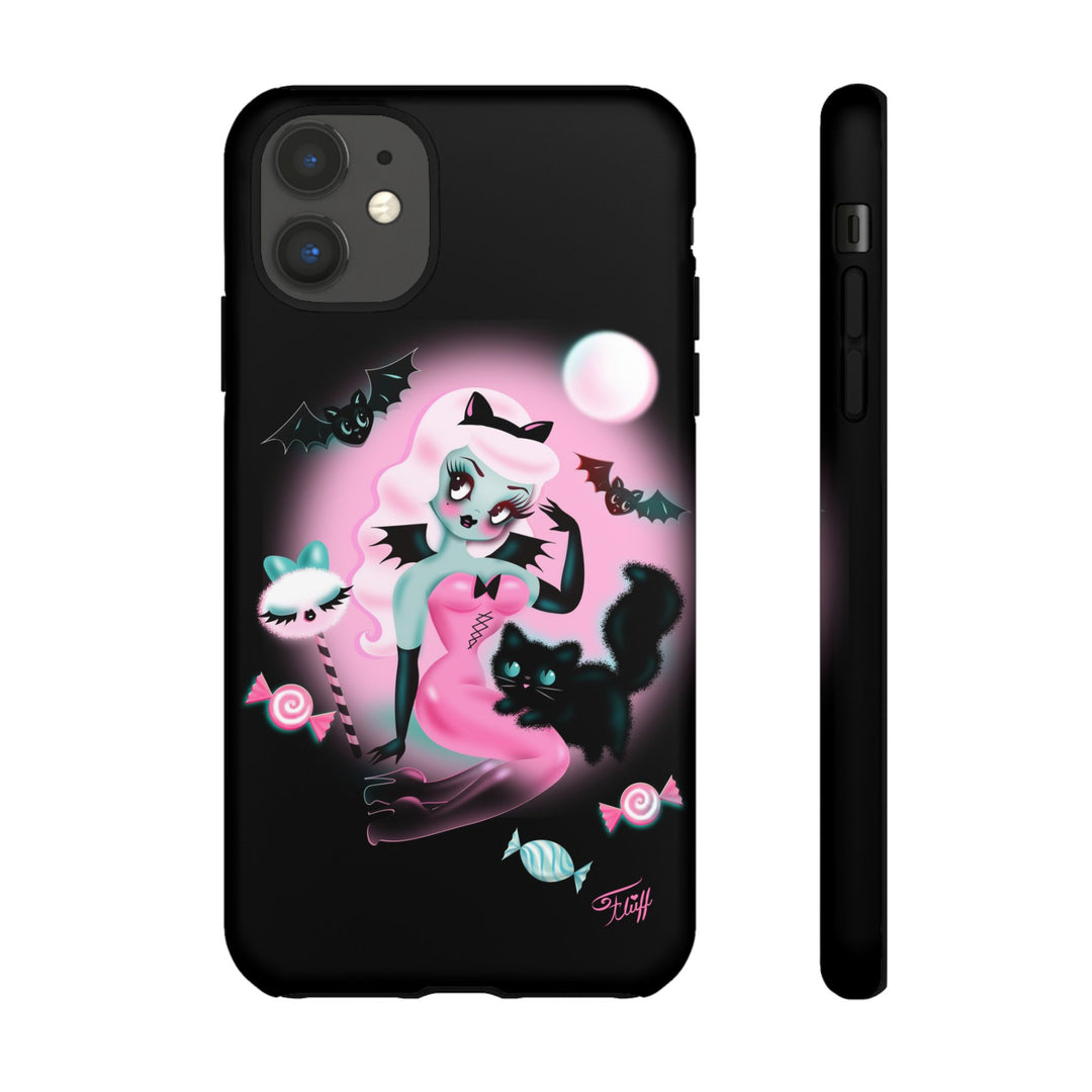 Pastel Candy Vampire with Kitty on Black • Tough Phone Case