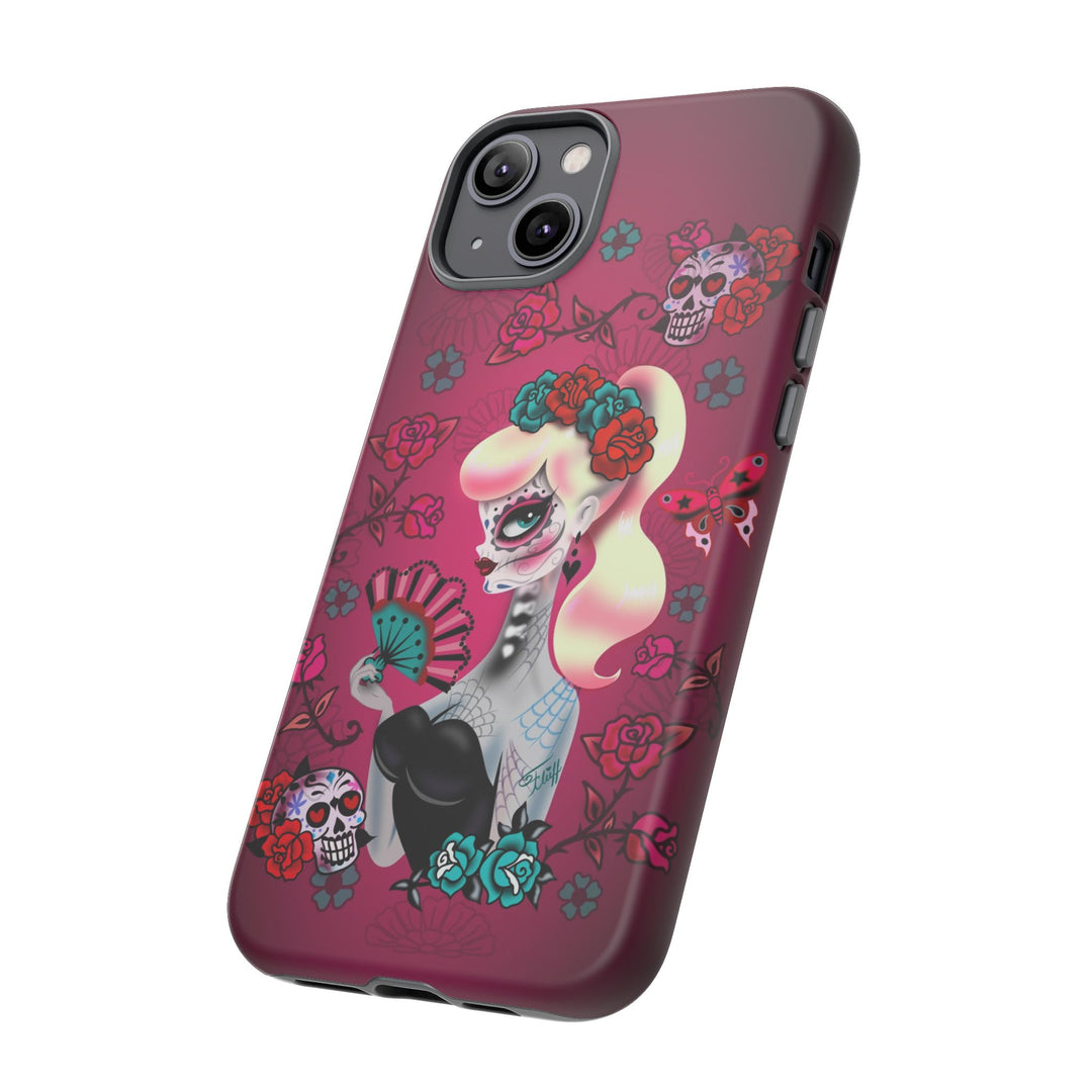 Blonde Sugar Skull Pinup Girl • Tough Phone Case