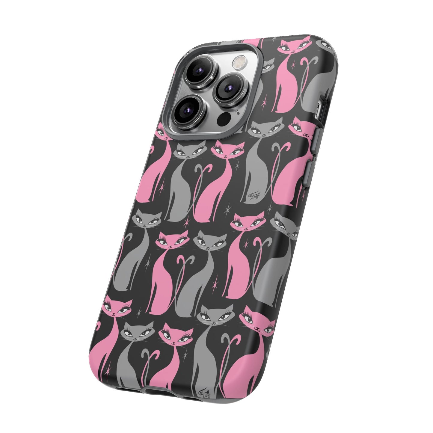 Mod Love Cats on Black • Tough Phone Case