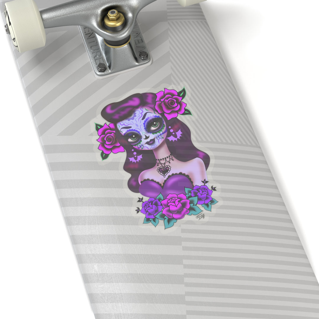 Purple Sugar Skull Girl • Kiss-Cut Sticker