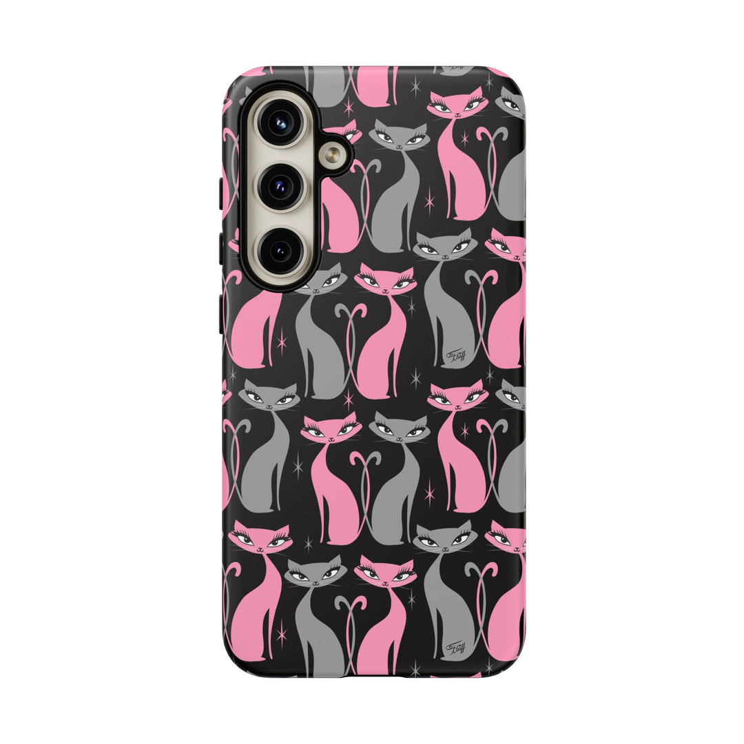 Mod Love Cats on Black • Tough Phone Case