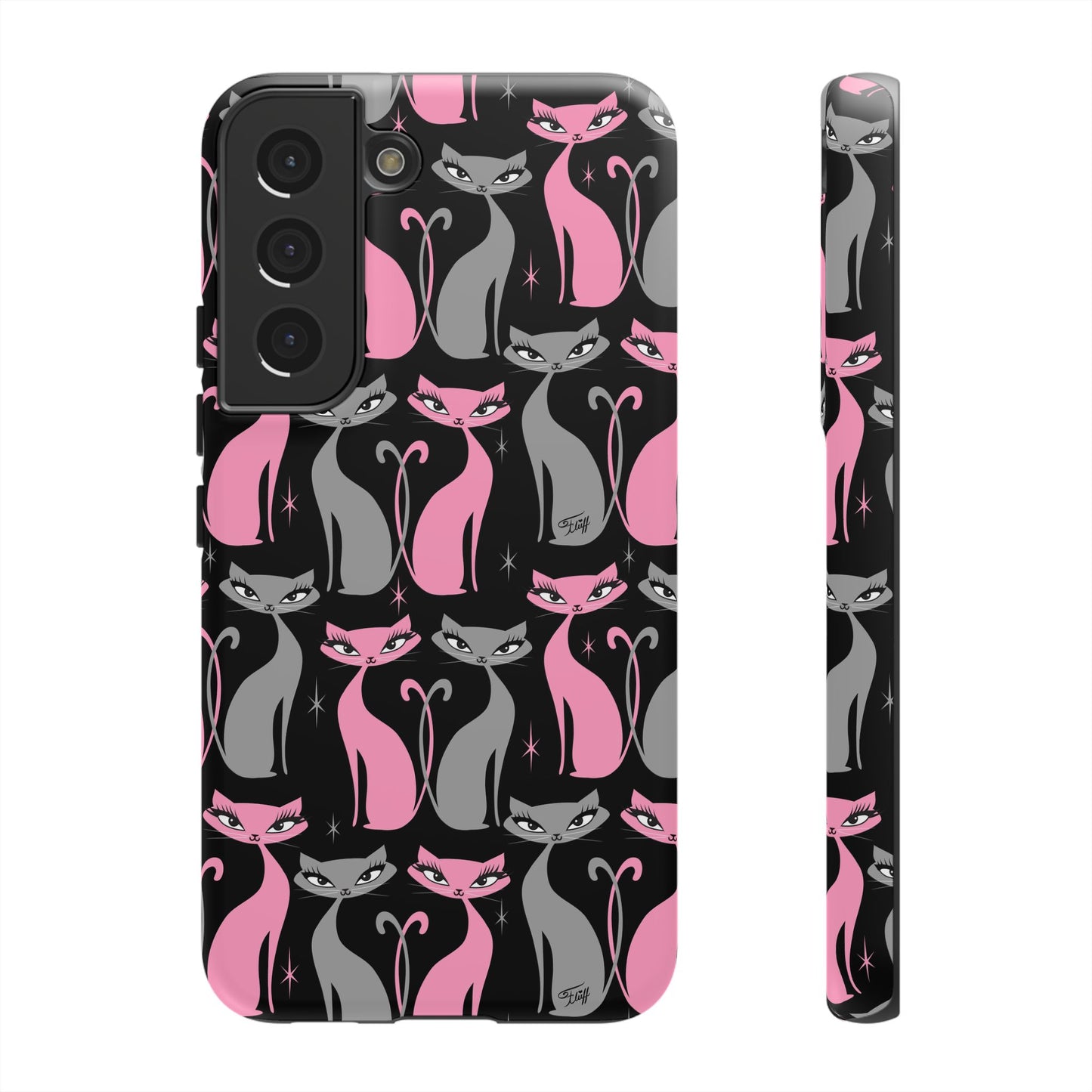 Mod Love Cats on Black • Tough Phone Case