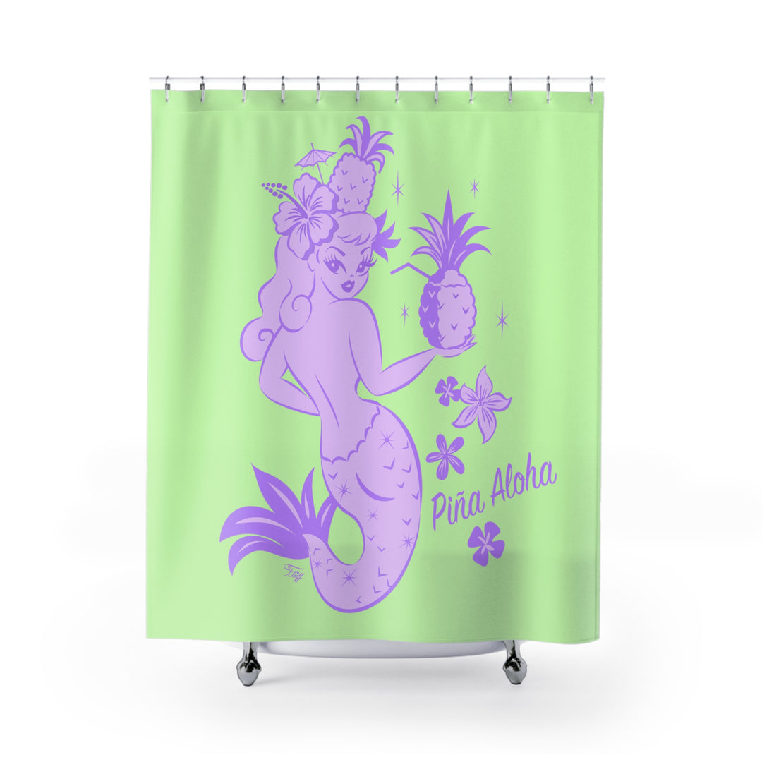Purple Pineapple Mermaid Grotto • Shower Curtain