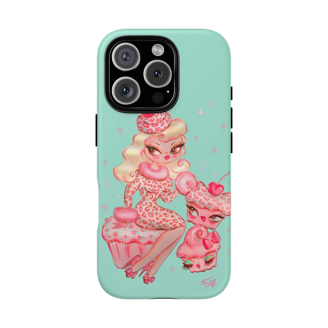 Leopard and Pink Cupcake Girl • Tough Phone Case