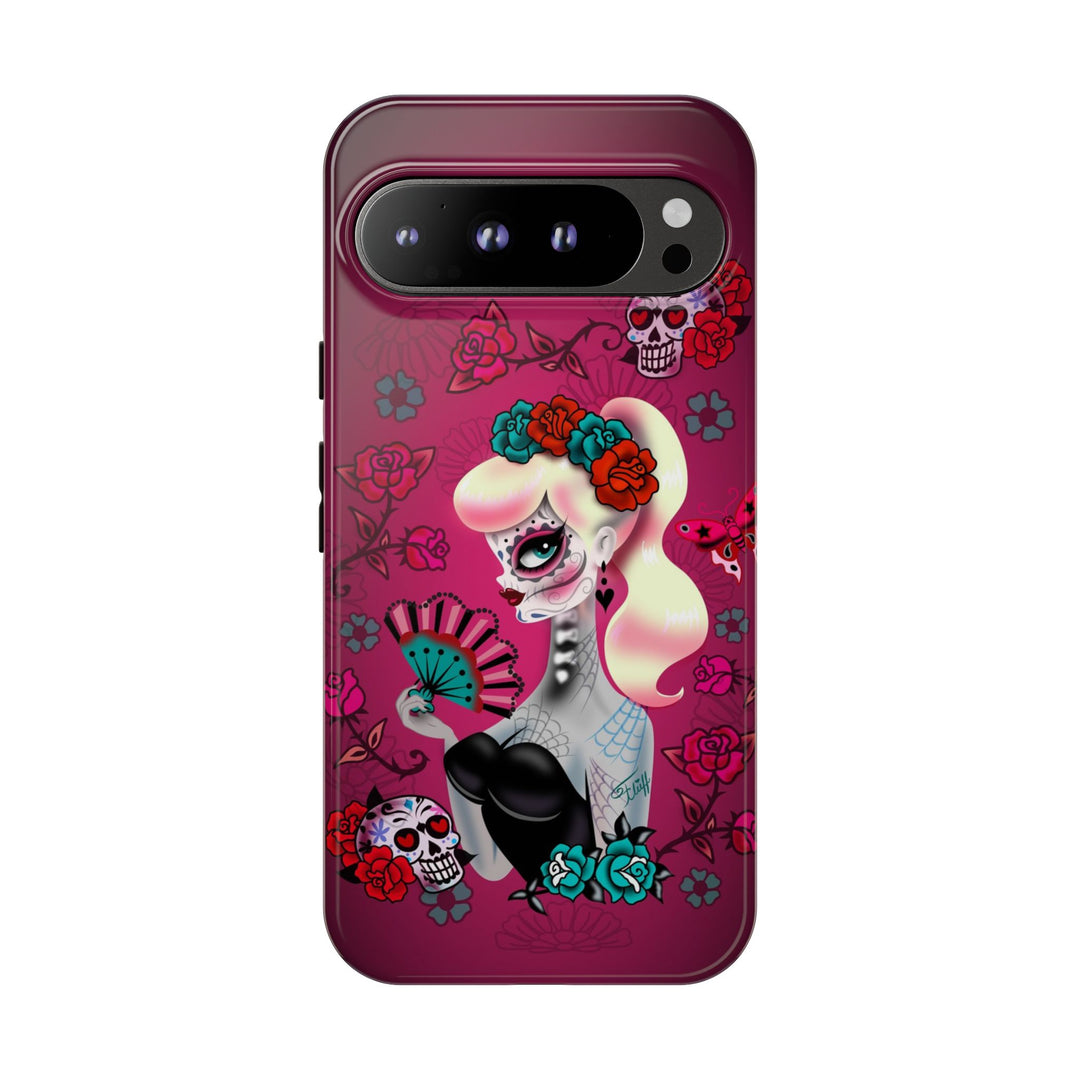 Blonde Sugar Skull Pinup Girl • Tough Phone Case