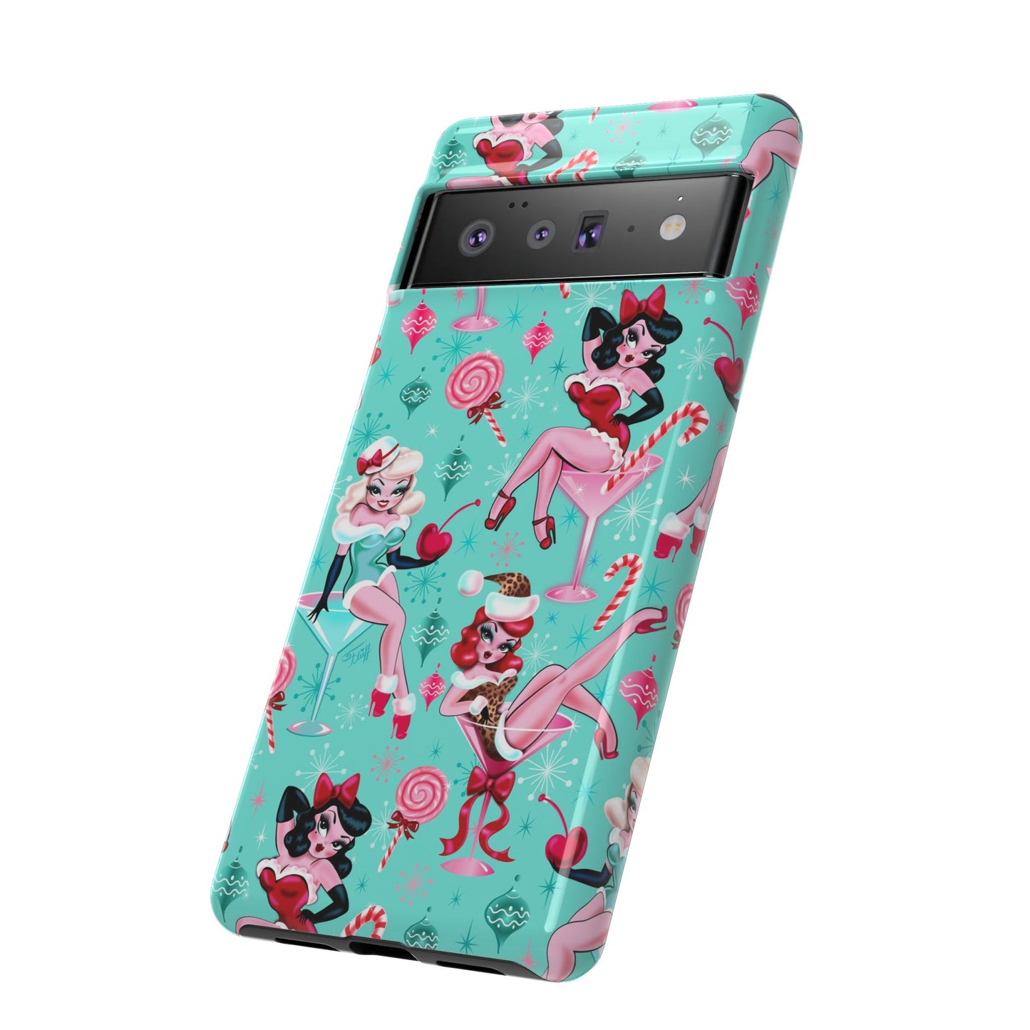 Christmas Candy Martini Pinup Girls • Tough Phone Case