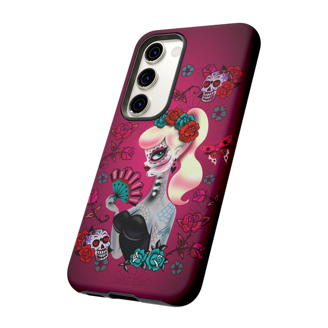 Blonde Sugar Skull Pinup Girl • Tough Phone Case
