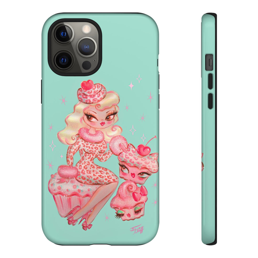 Leopard and Pink Cupcake Girl • Tough Phone Case