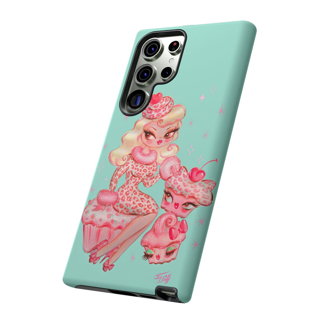 Leopard and Pink Cupcake Girl • Tough Phone Case