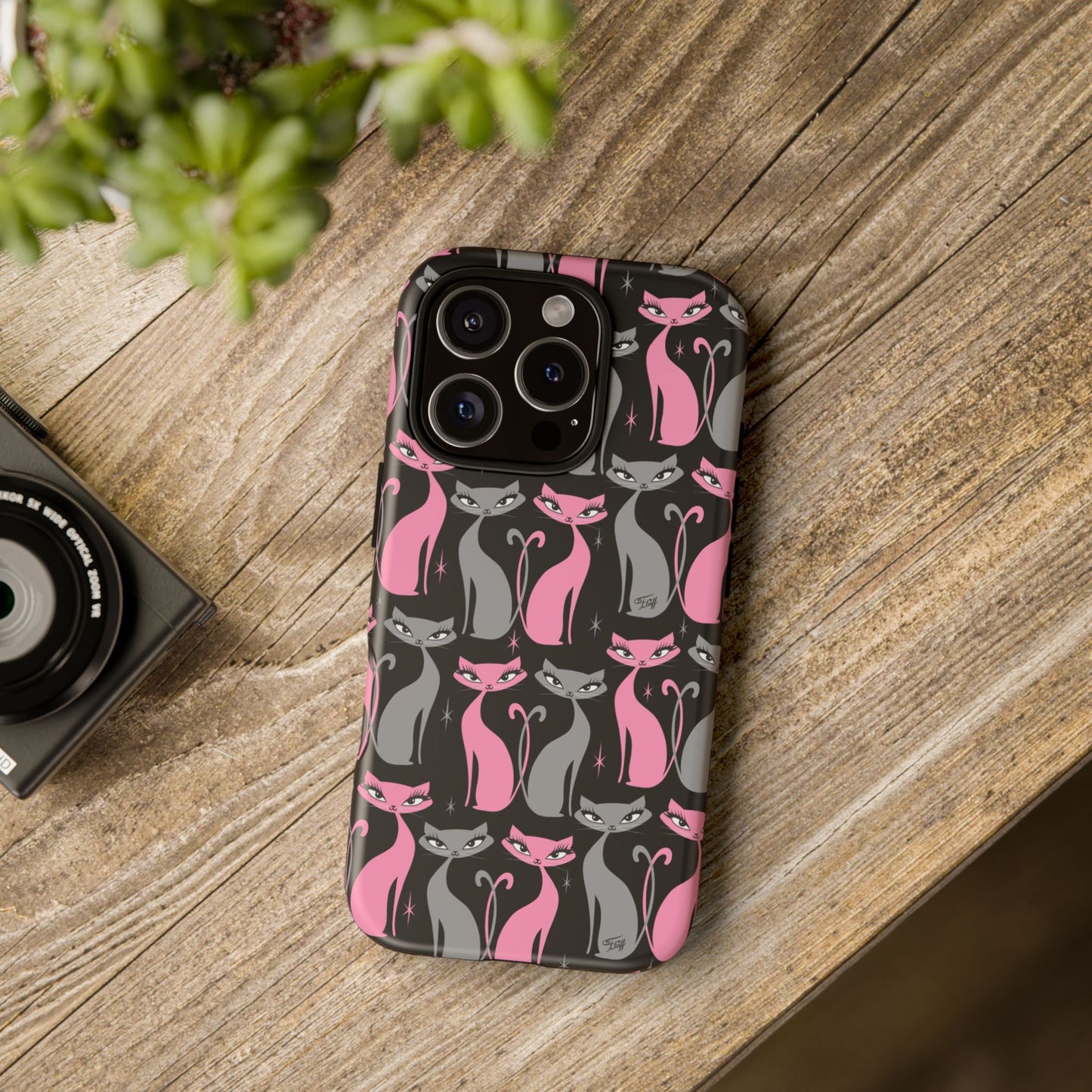 Mod Love Cats on Black • Tough Phone Case