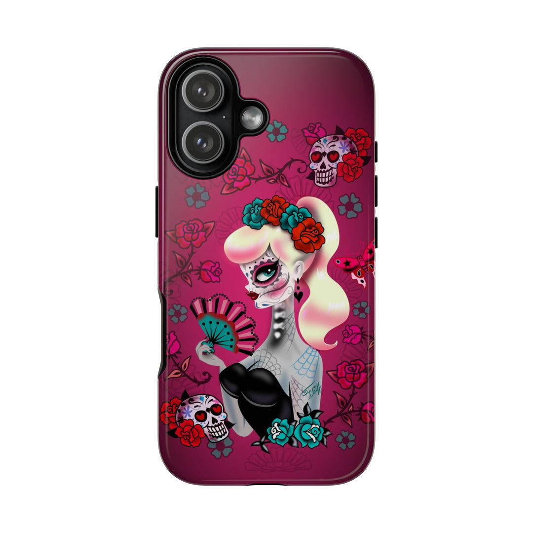 Blonde Sugar Skull Pinup Girl • Tough Phone Case