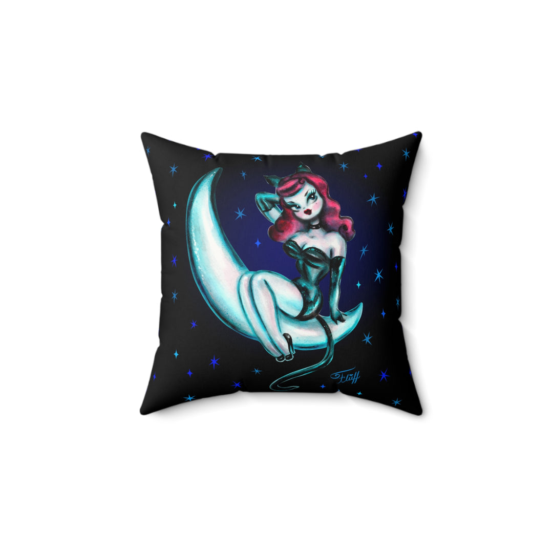 Kitten on the Moon • Faux Suede Pillow