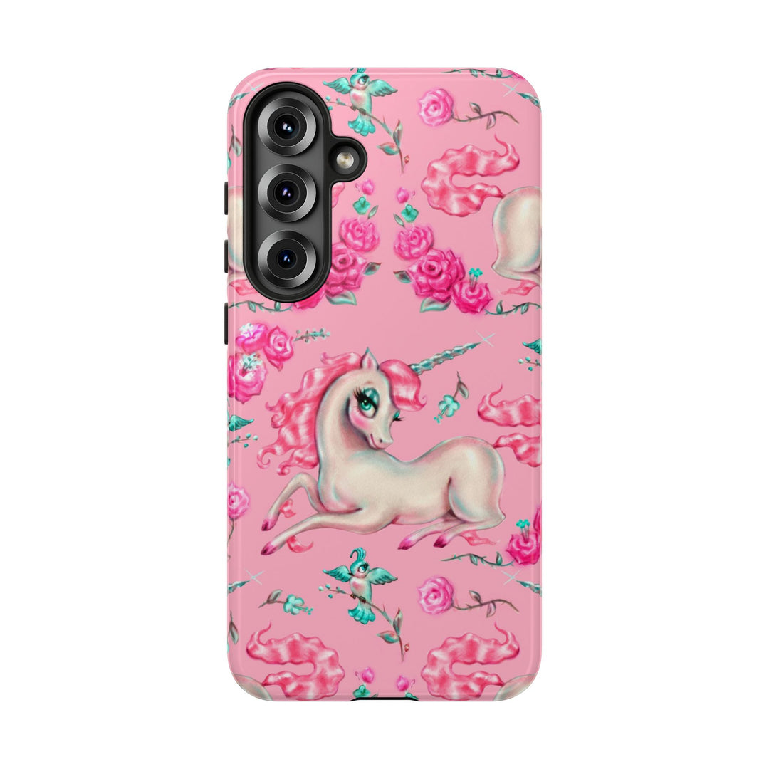 Unicorns and Roses on Pink • Tough Phone Case