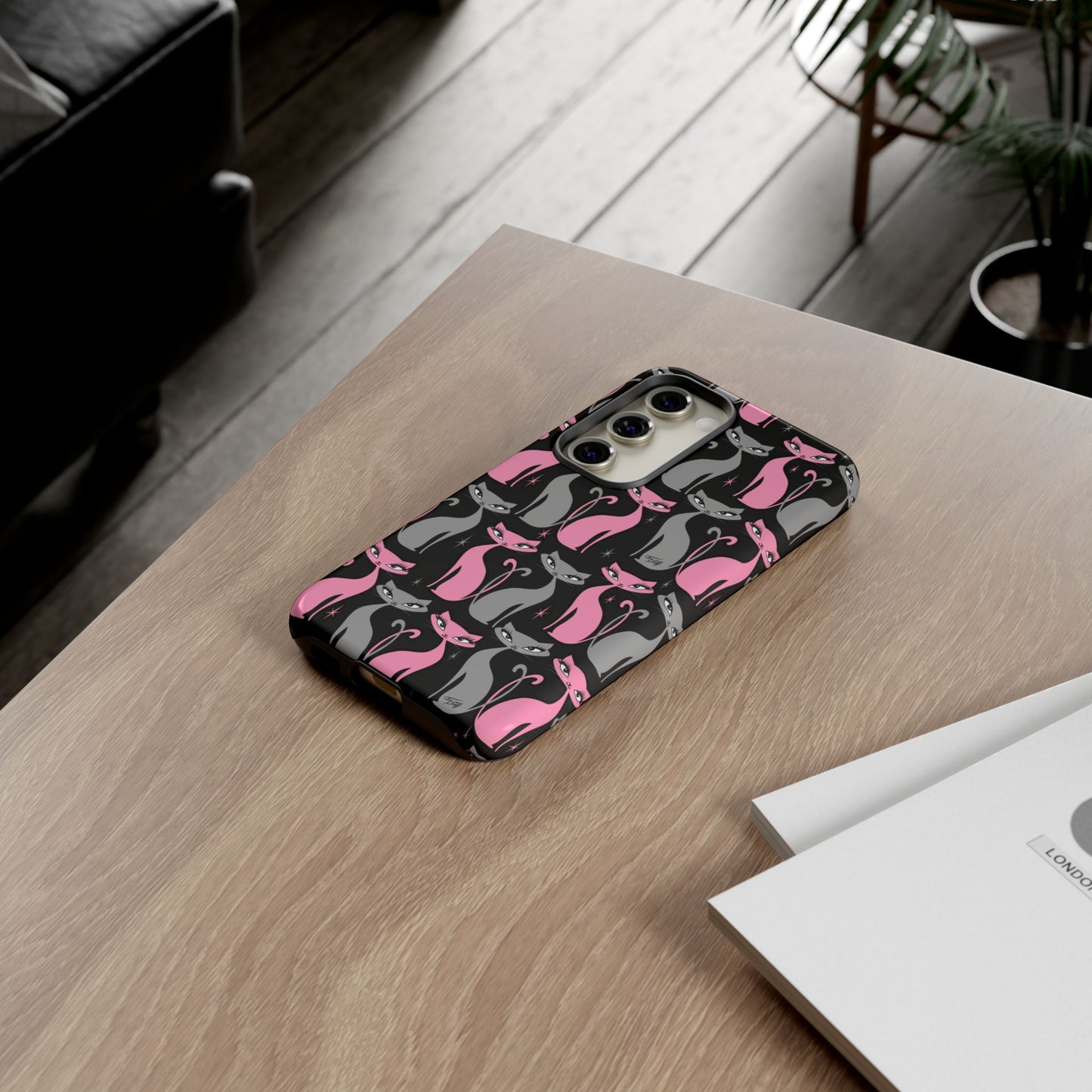 Mod Love Cats on Black • Tough Phone Case