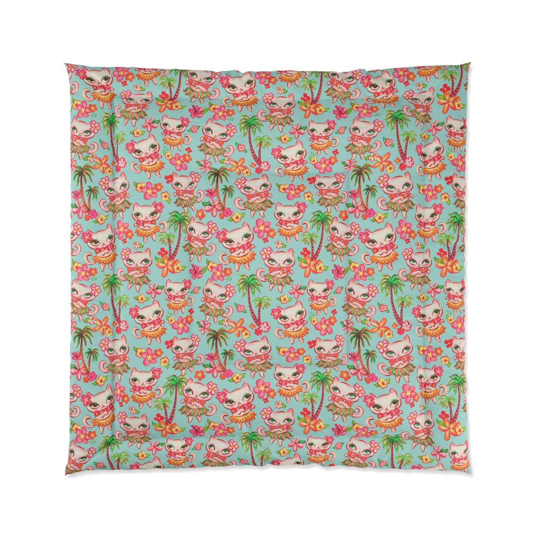 Hula Kitties Aqua  • Comforter