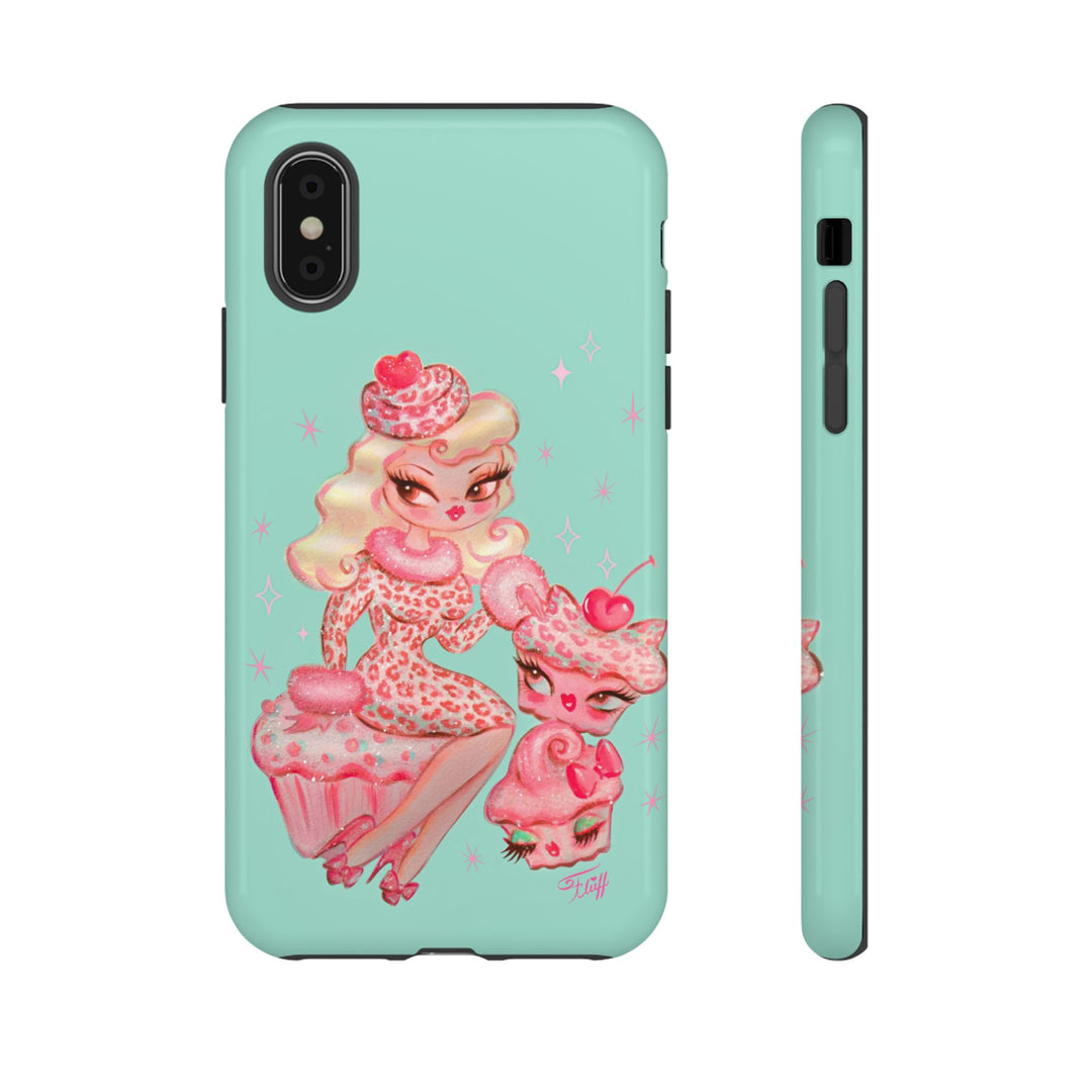 Leopard and Pink Cupcake Girl • Tough Phone Case