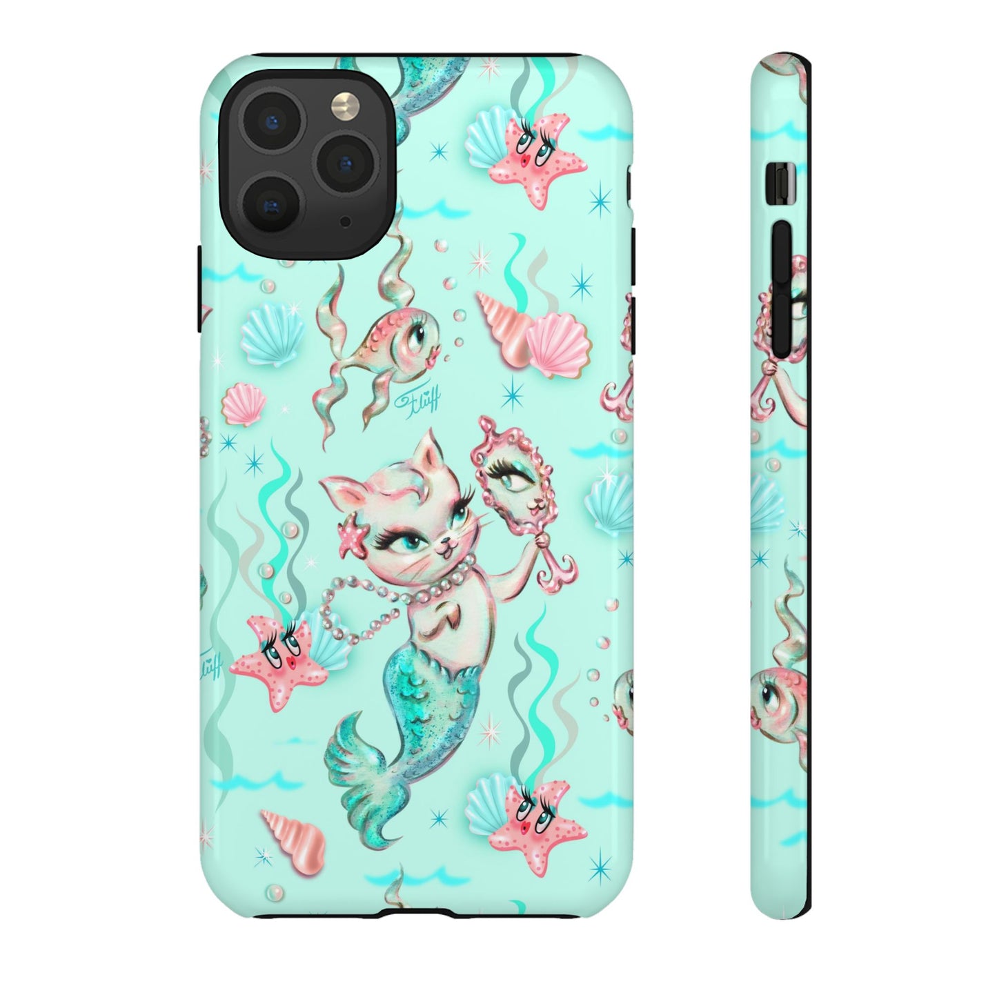 Merkitten with Pearls Aqua • Tough Phone Case