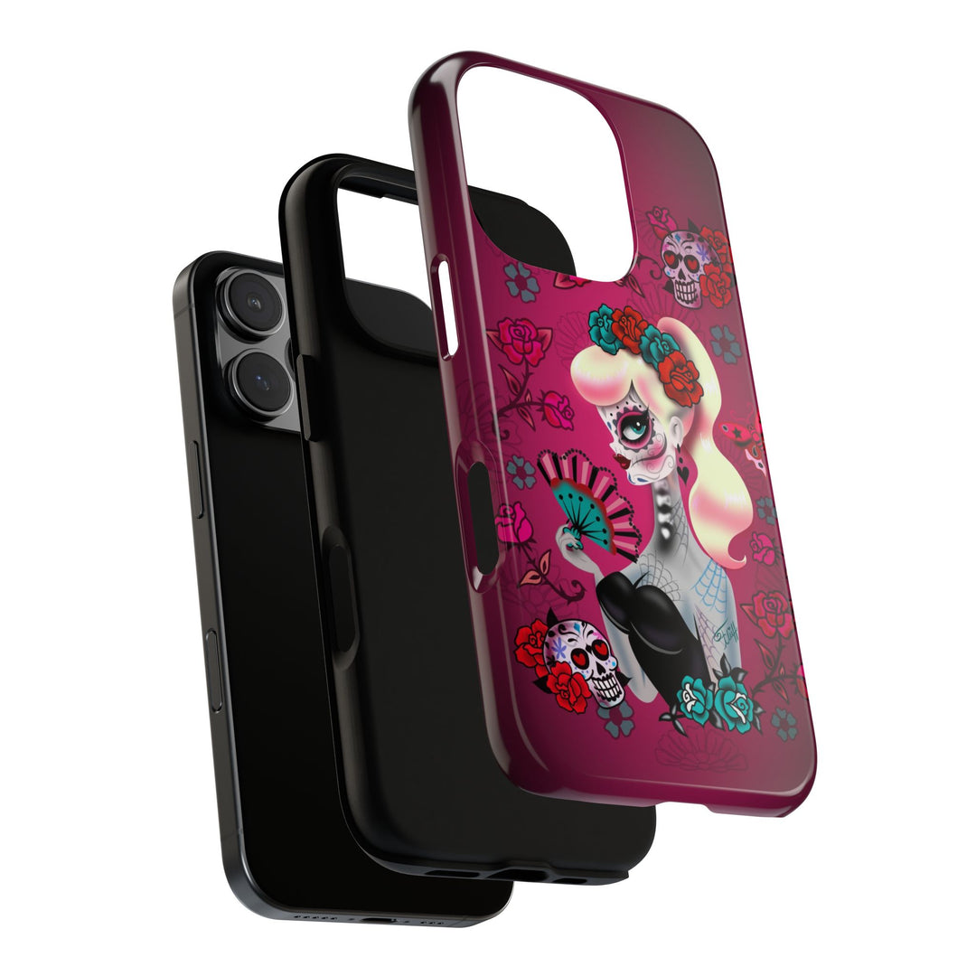 Blonde Sugar Skull Pinup Girl • Tough Phone Case