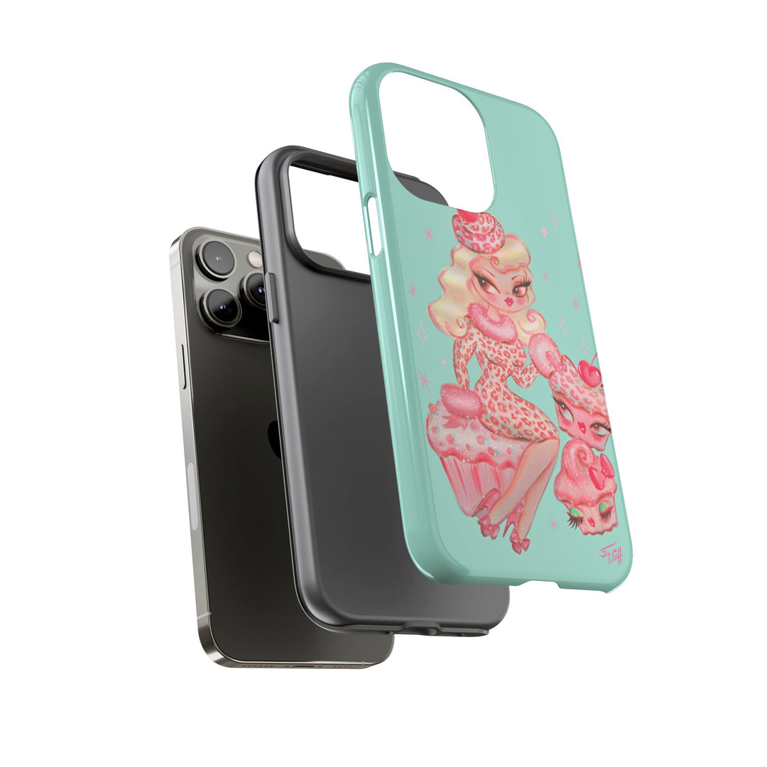 Leopard and Pink Cupcake Girl • Tough Phone Case