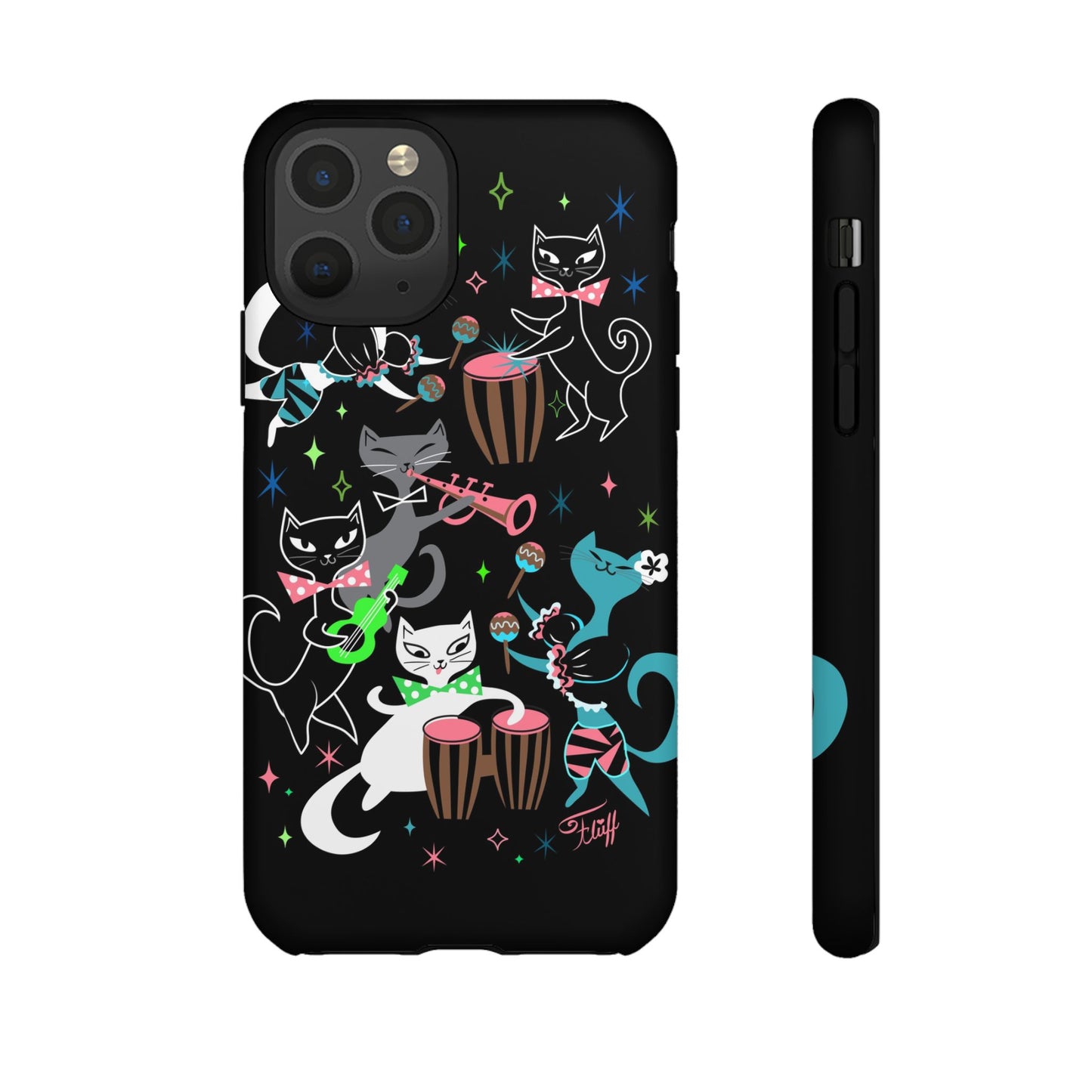 Mambo Kitties Band on Black • Tough Phone Case