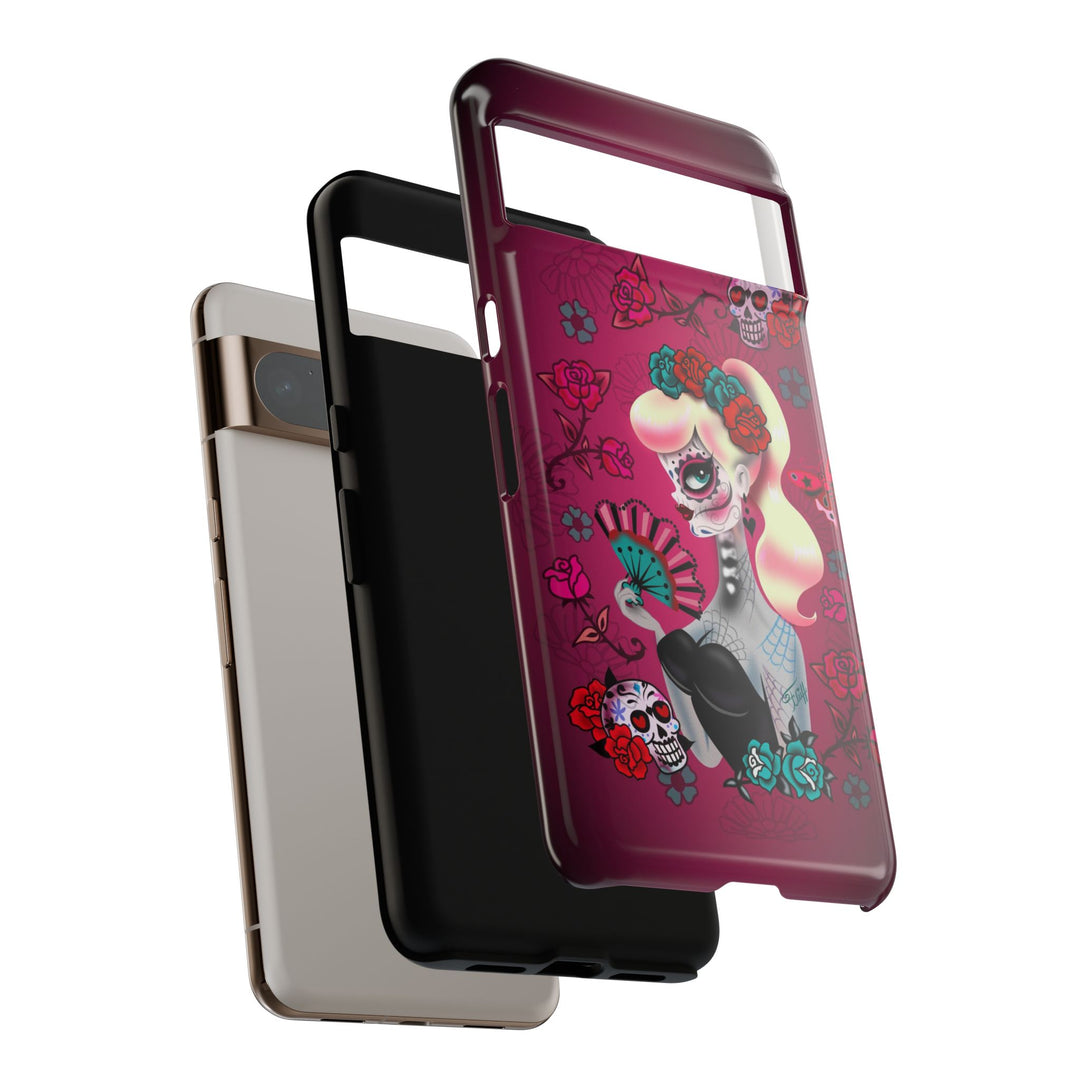 Blonde Sugar Skull Pinup Girl • Tough Phone Case