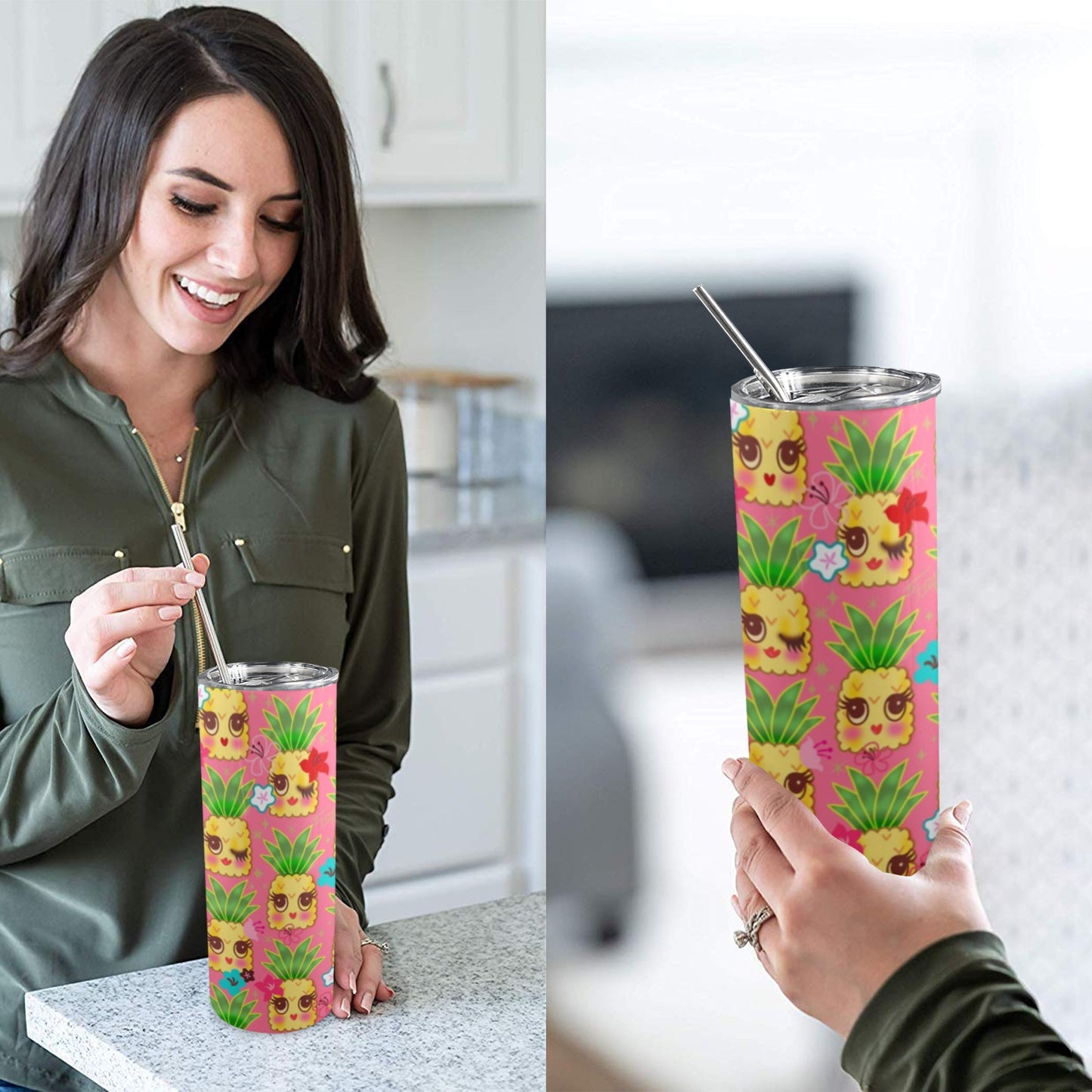 Happy Pineapples Pink • Tall Tumbler 20oz