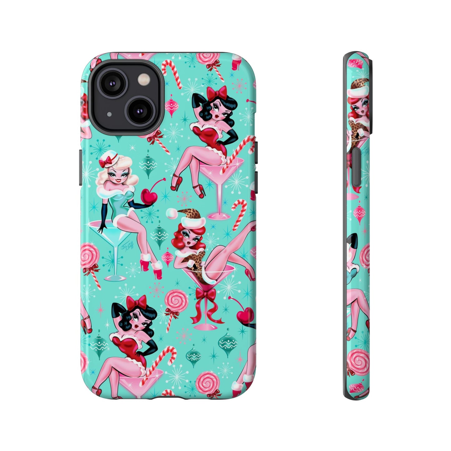 Christmas Candy Martini Pinup Girls • Tough Phone Case