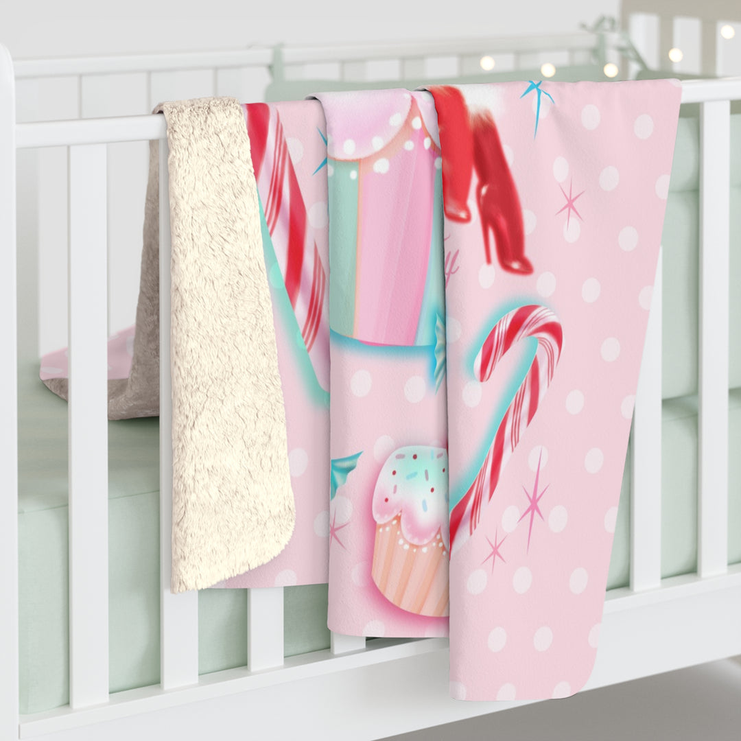 Redhead Holiday Cupcake Girl • Sherpa Fleece Blanket