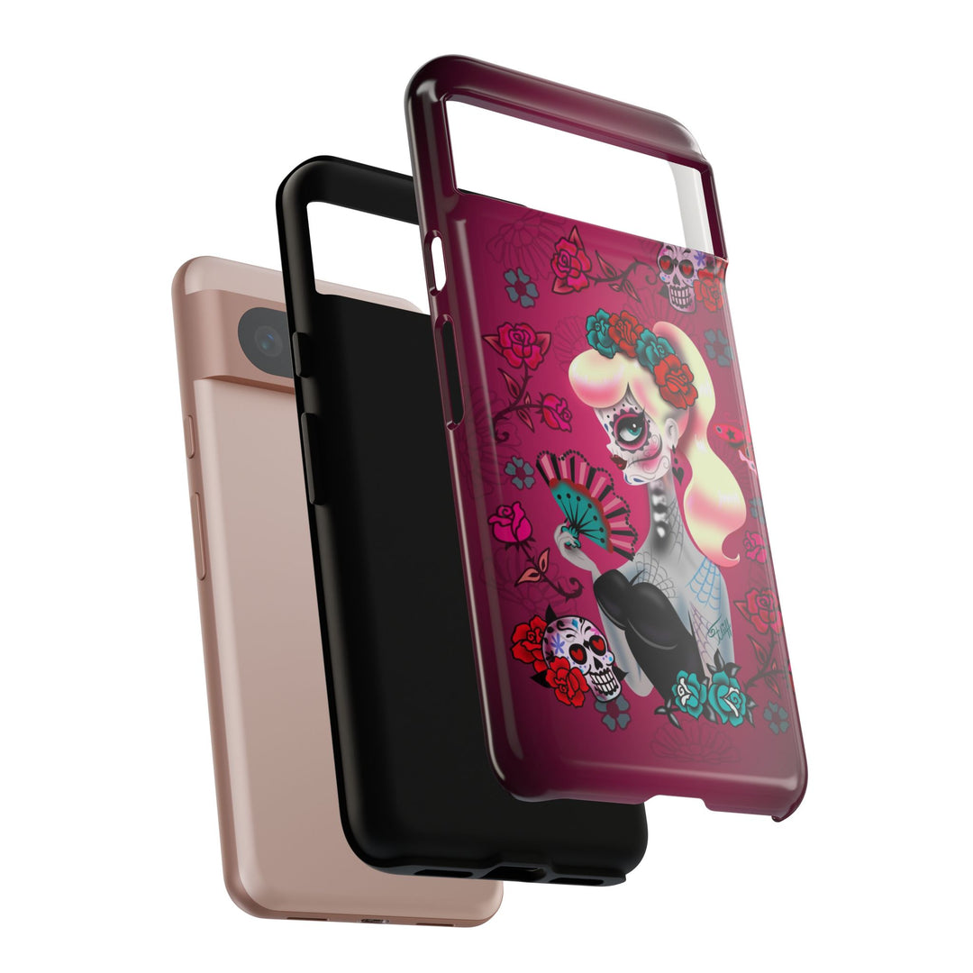 Blonde Sugar Skull Pinup Girl • Tough Phone Case