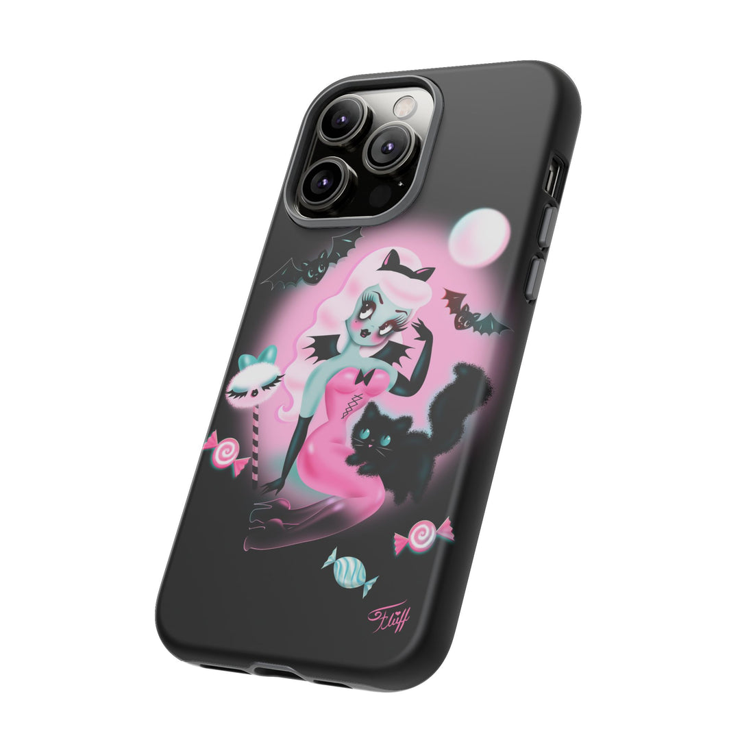 Pastel Candy Vampire with Kitty on Black • Tough Phone Case