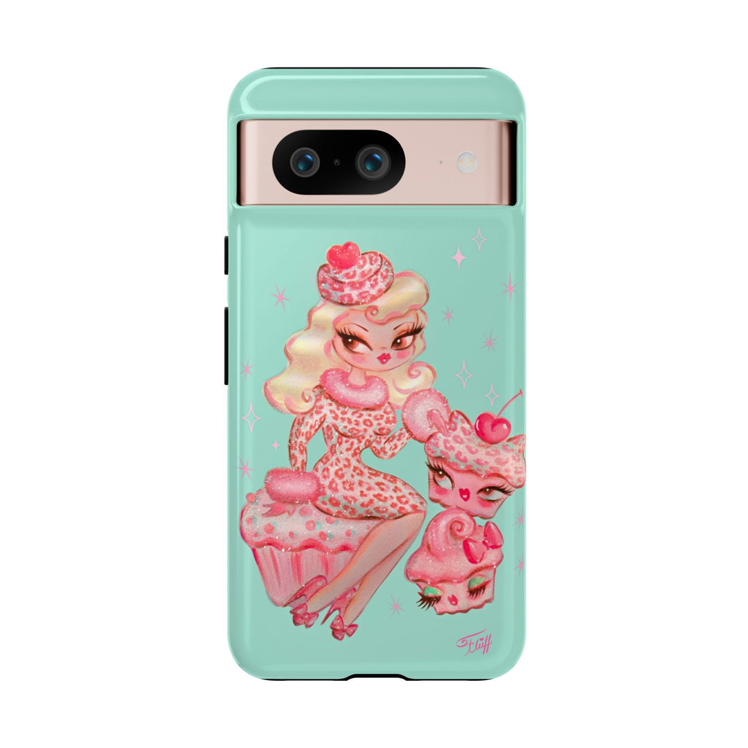 Leopard and Pink Cupcake Girl • Tough Phone Case