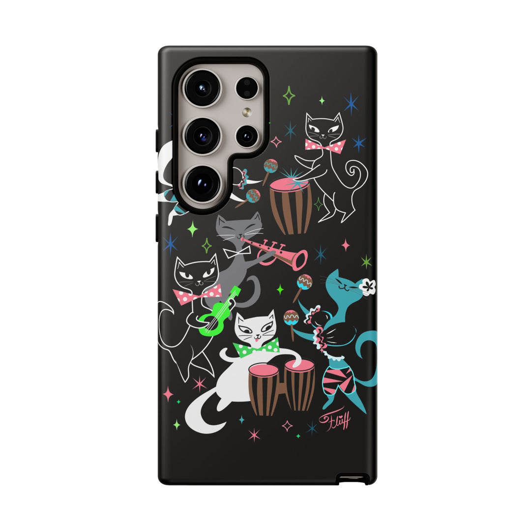 Mambo Kitties Band on Black • Tough Phone Case